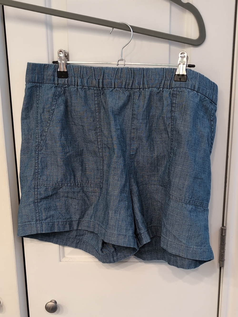 J. Crew Light Blue Denim-Look Elastic Waist Shorts